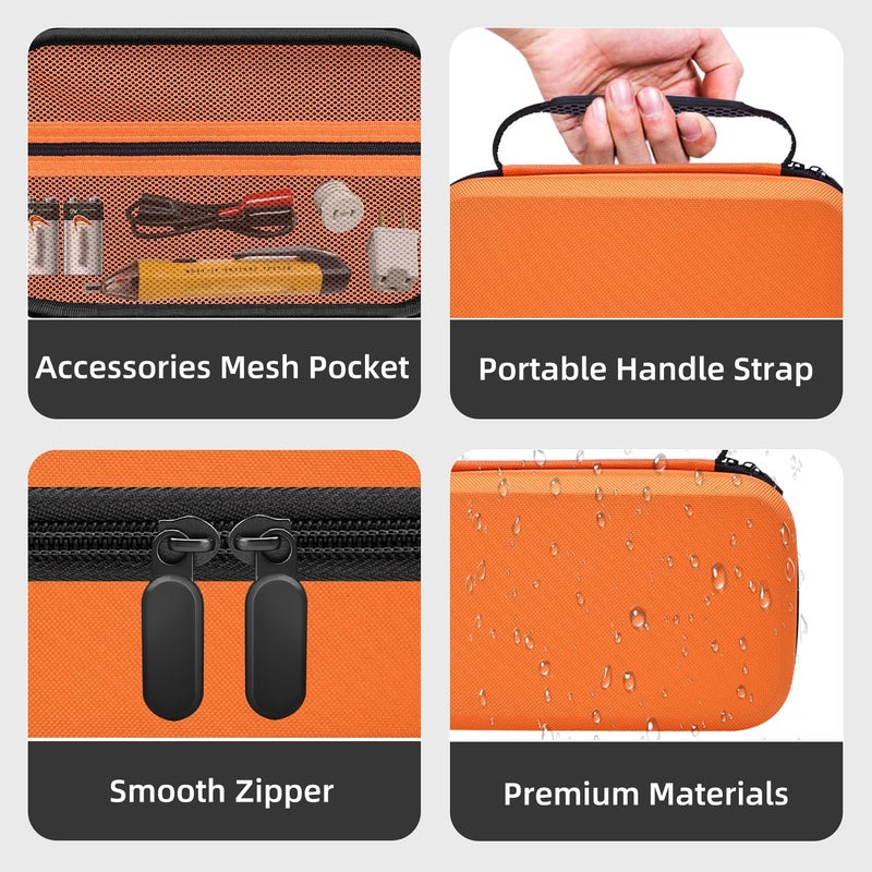 HESPLUS Hard Case for Klein Tools ET310 AC Circuit Breaker Finder Electric Tester & 80016 Tool Kit & RT250 GFCI Outlet Tester and Accessories Electrical Tools Storage Organizer Bag, Orange(Case Only) - Image 3